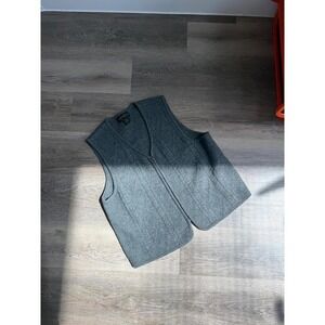 Requirements Women's Grey Wool Cable Knit Zip-Up Vest Size Large